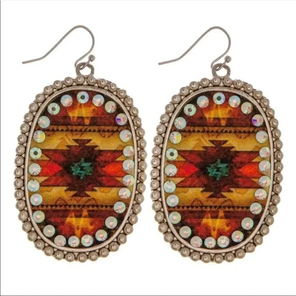 Boutique western boho cowgirl metal southwest earring- sunset